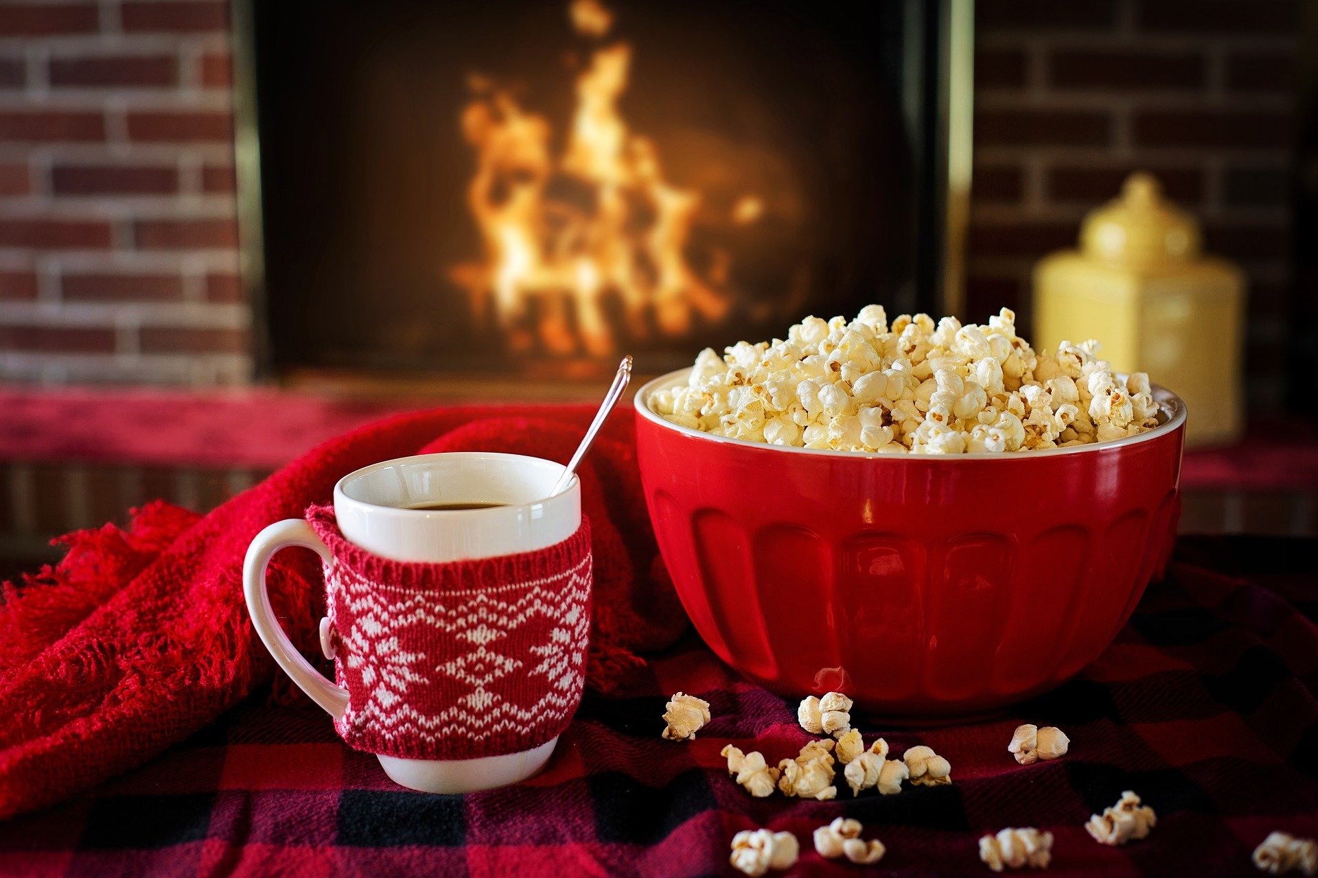 Hot Chocolate and Popcorn by a Cosy Fire